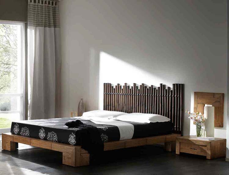 Struttura Letto Matrimoniale In Bambù Massiccio Con Testiera – Doghe Metalliche, Antiscivolo, Alta Resistenza