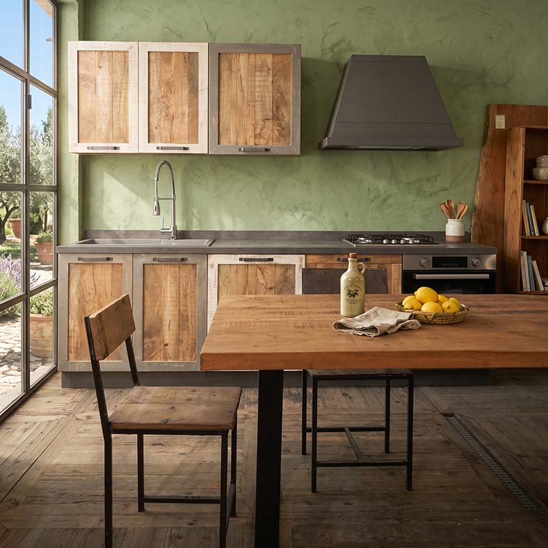 cucina vintage legno colorata