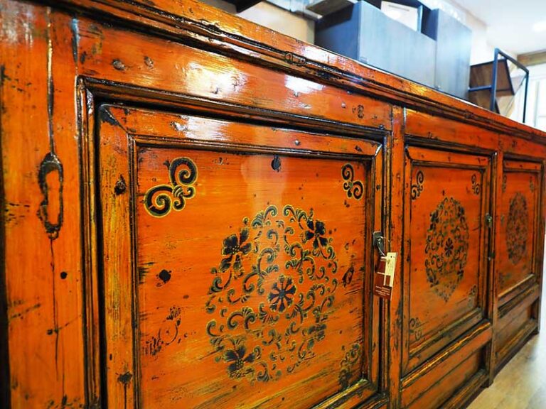 Credenza antica Mongolia laccata fine 800 orientale legno massello
