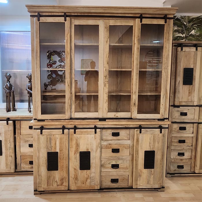 credenza vetrina doppio corpo industrial