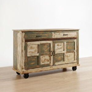 Credenza Industrial Vintage Decapata con Ruote