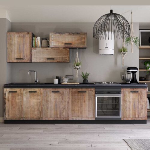 Cucina lineare in rovere chiaro