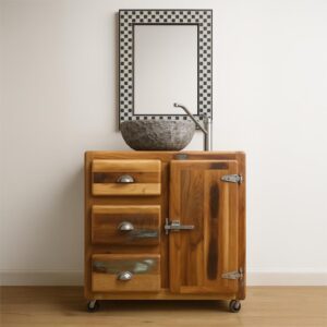 mobile bagno ghiacciaia vintage legno