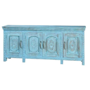credenza etnica azzurra intagliata