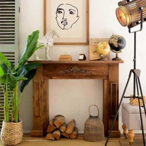cornice camino legno noce