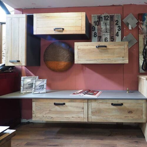 parete attrezzata legno naturale