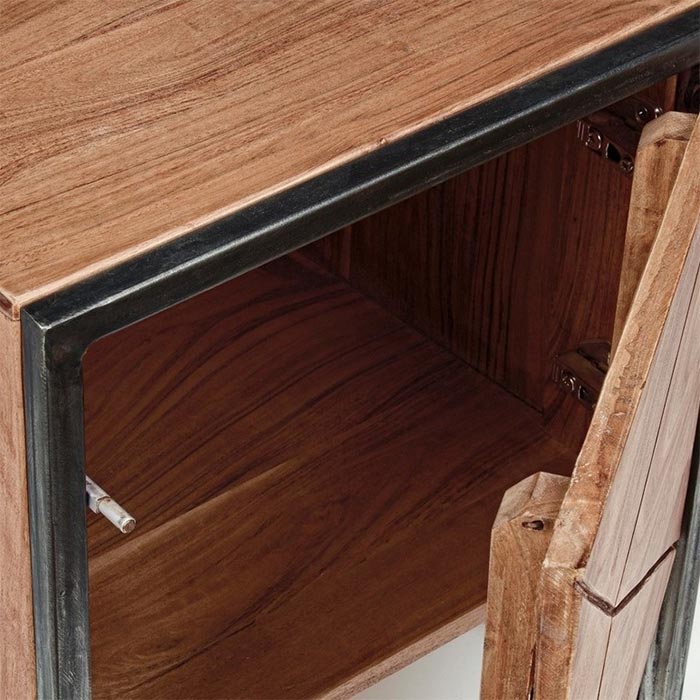 comodino legno e ferro industrial