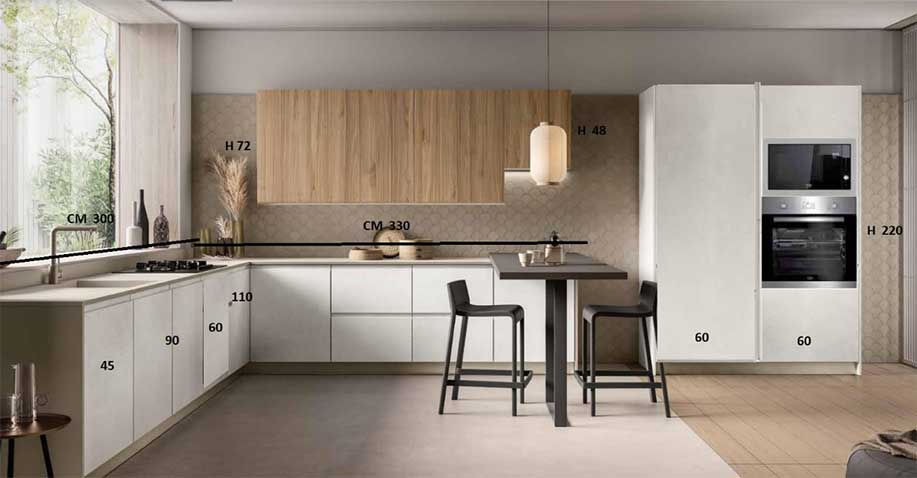 cucina angolare bianca