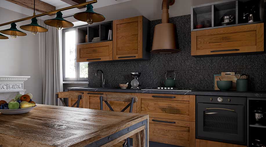 Cucina in legno massello lineare