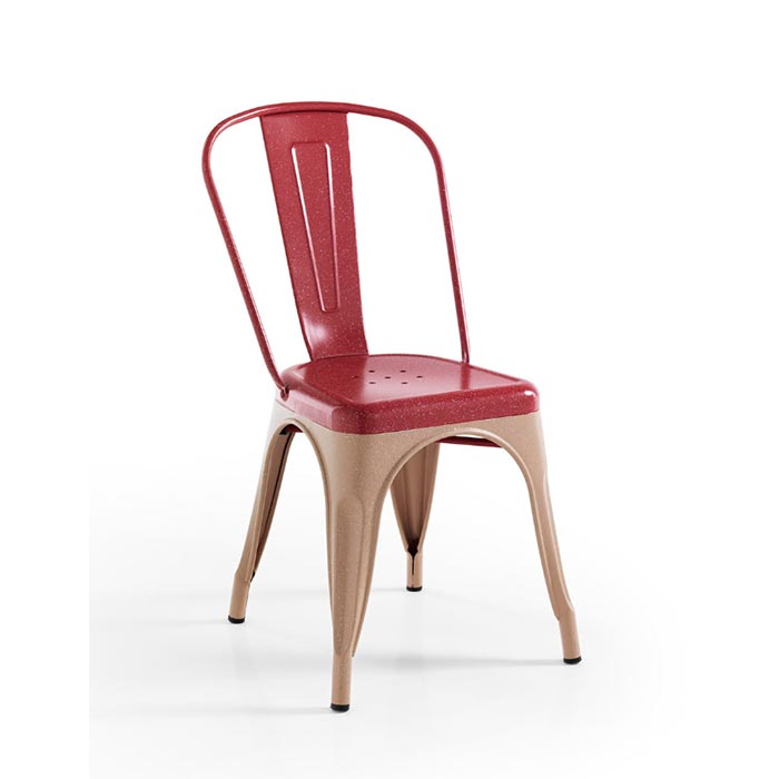 sedia tolix bicolor rossa