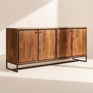 Credenza 4 Sportelli in Acacia Massello 200cm