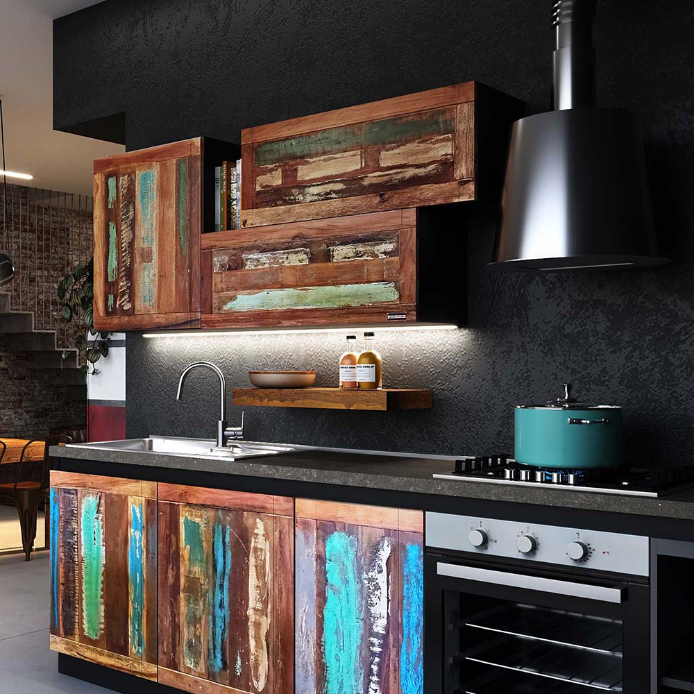 cucina lineare vintage multi color