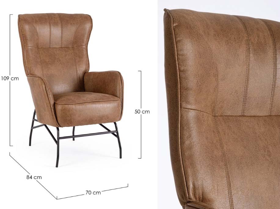 Poltrona Vintage Ecopelle Marrone