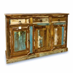 Credenza legno massello di recupero finitura colorata