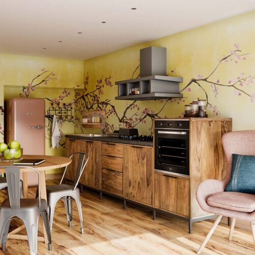 cucina in legno massello rovere