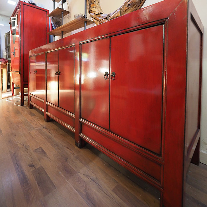 credenza laccata rossa cina
