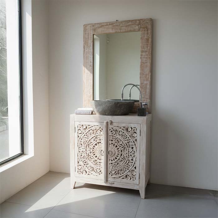 mobile da bagno mandala bianco etno shabby