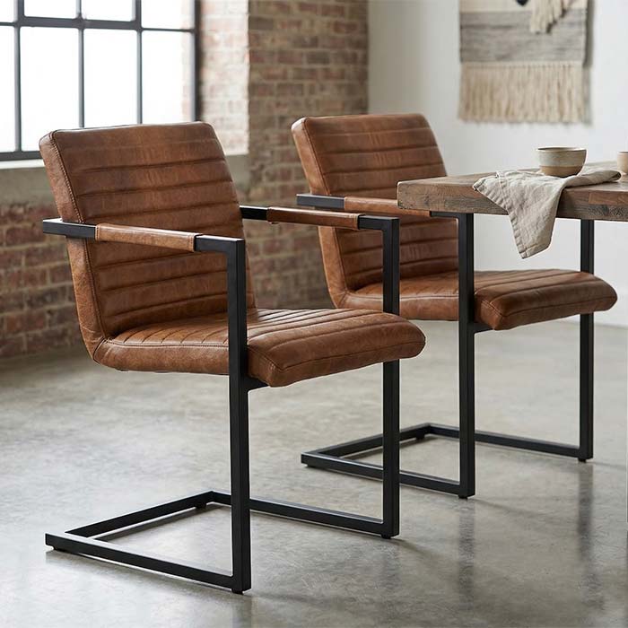 Set sedie industrial vintage in pelle