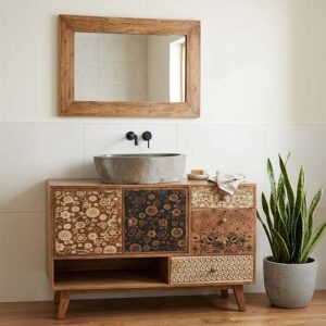 mobile bagno fiori decorati