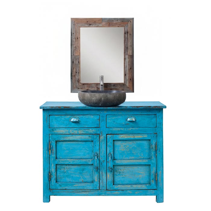 mobile bagno azzurro decapato