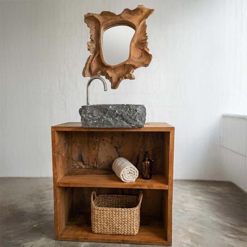 mobile bagno legno suar etnico 2 ripiani