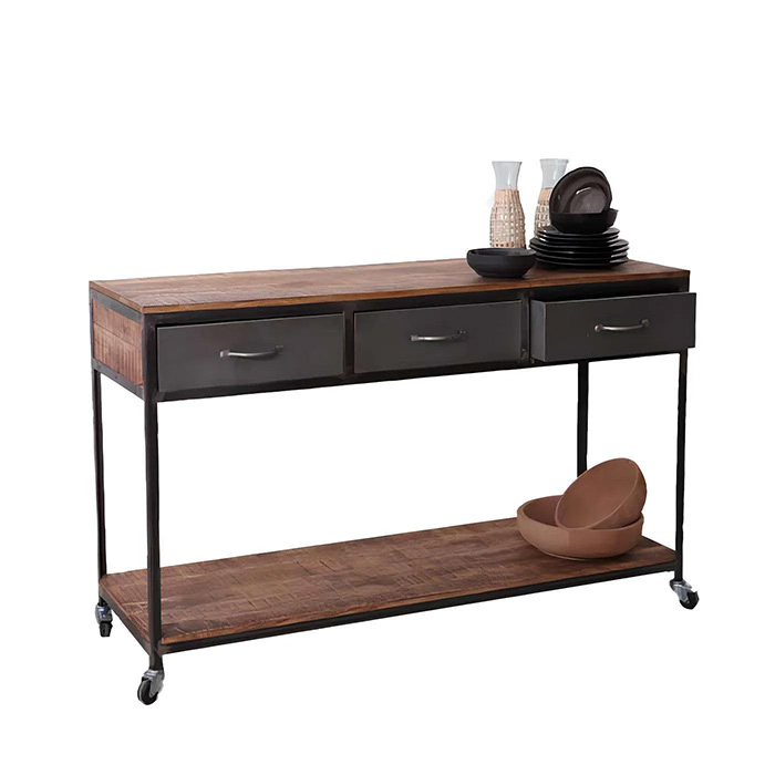 Tavolo Consolle industrial con ruote